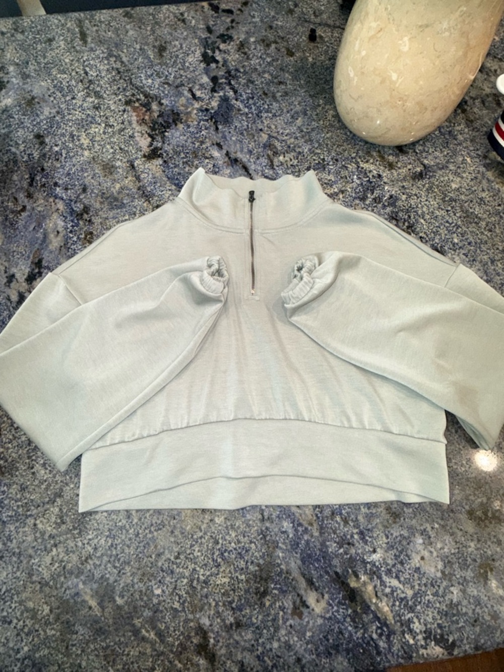 Gilly Hicks Sage Green Cropped Half-Zip Pullover M